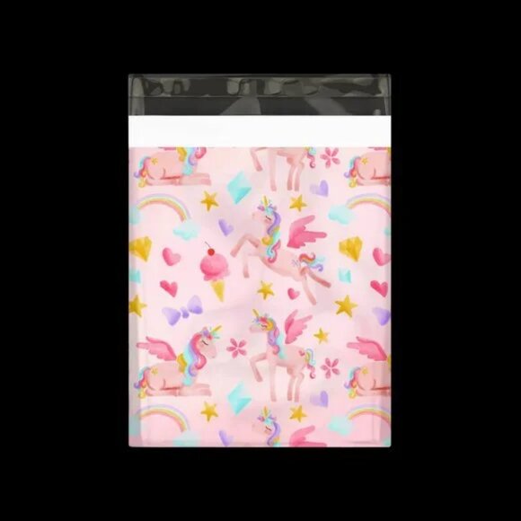 30 Poly Mailers/shipping Bags/ 30 Thank you Stickers - Unicorn/Rainbows & plain - Picture 2 of 3